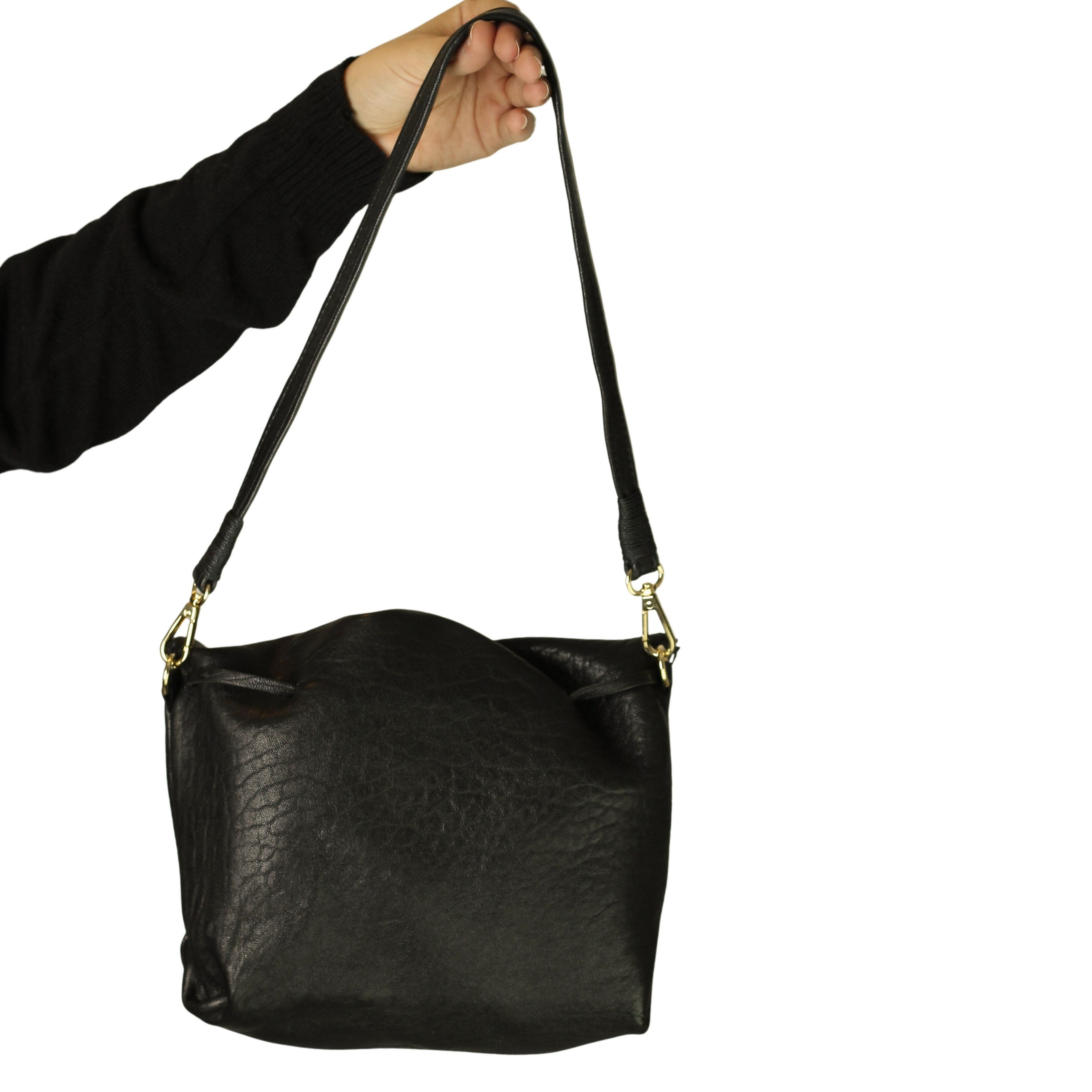 Carlos Falchi Medium Butterfly Lambskin Bag, Alternate, color, Black Obsidian