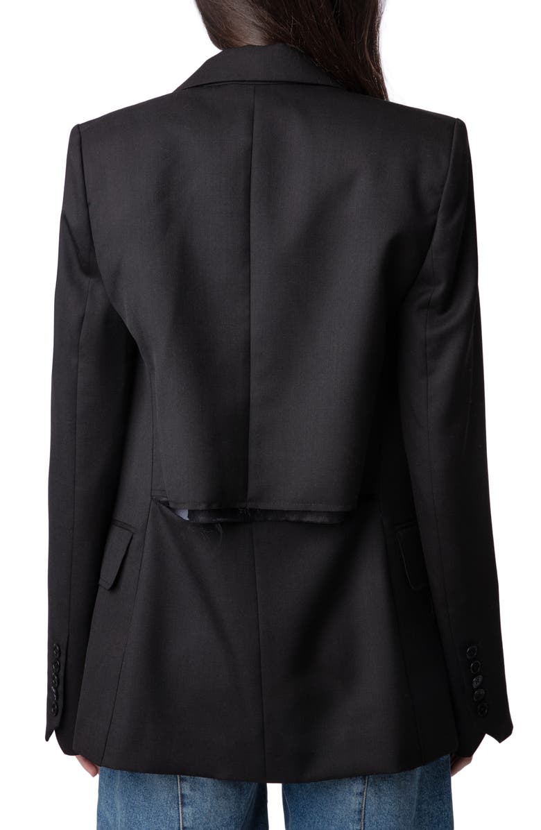 Zadig & Voltaire Vaena Double Breasted Slit Blazer, Alternate, color,