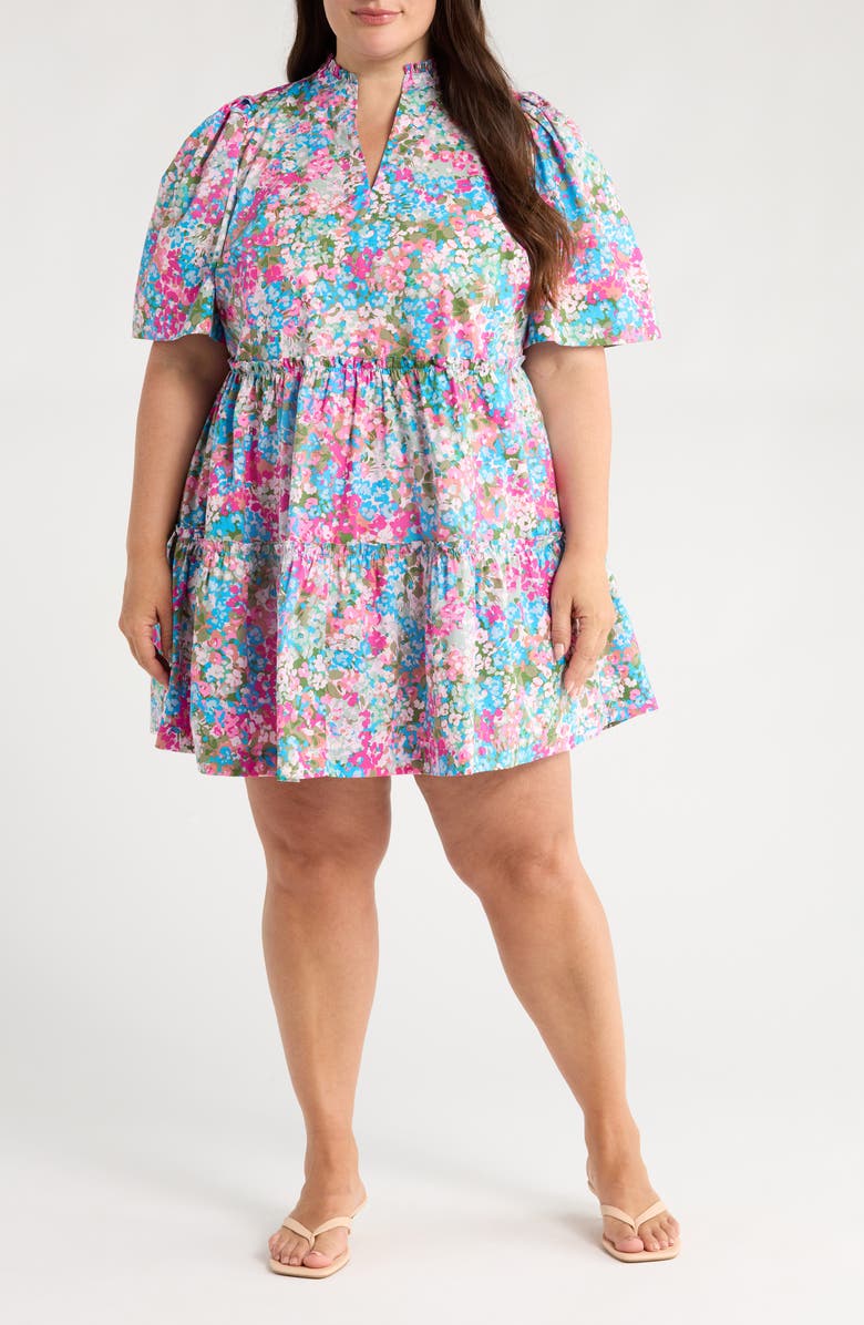 SUGARLIPS Avery Blossom Dixie Tiered Cotton Dress, Main, color, Dusty Pink