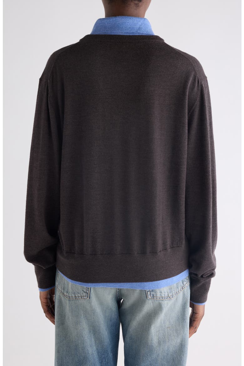 Layered Wool Polo Sweater, Alternate, color, BROWN/ BLUE