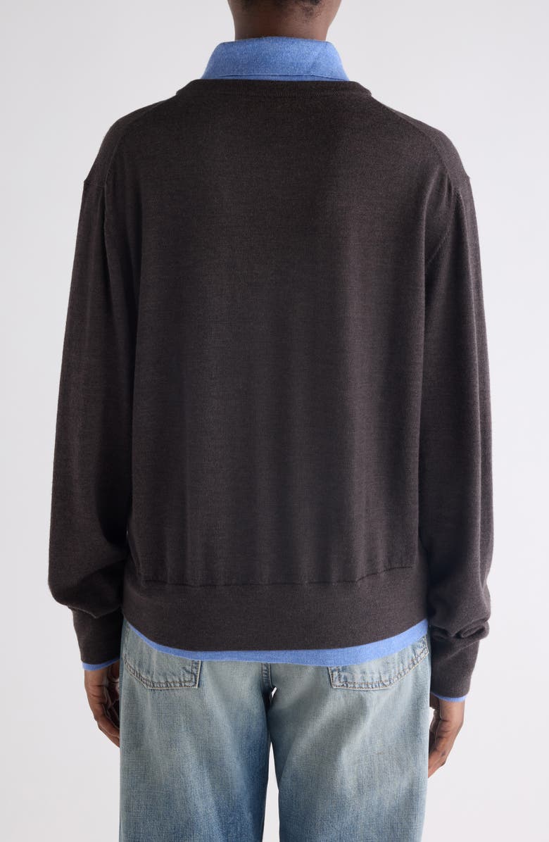 Acne Studios Layered Wool Polo Sweater, Alternate, color, Brown/ Blue