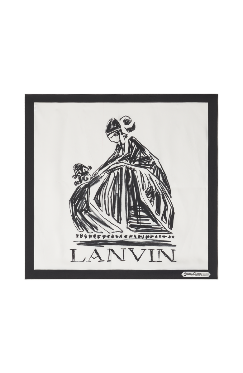 Lanvin Mother & Daughter Printed Silk Scarf, Main, color, White/Black
