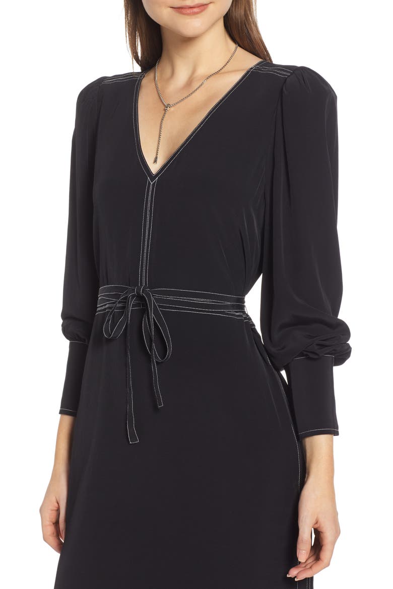 Side Slit Midi Dress (Nordstrom Exclusive), Alternate, color, BLACK