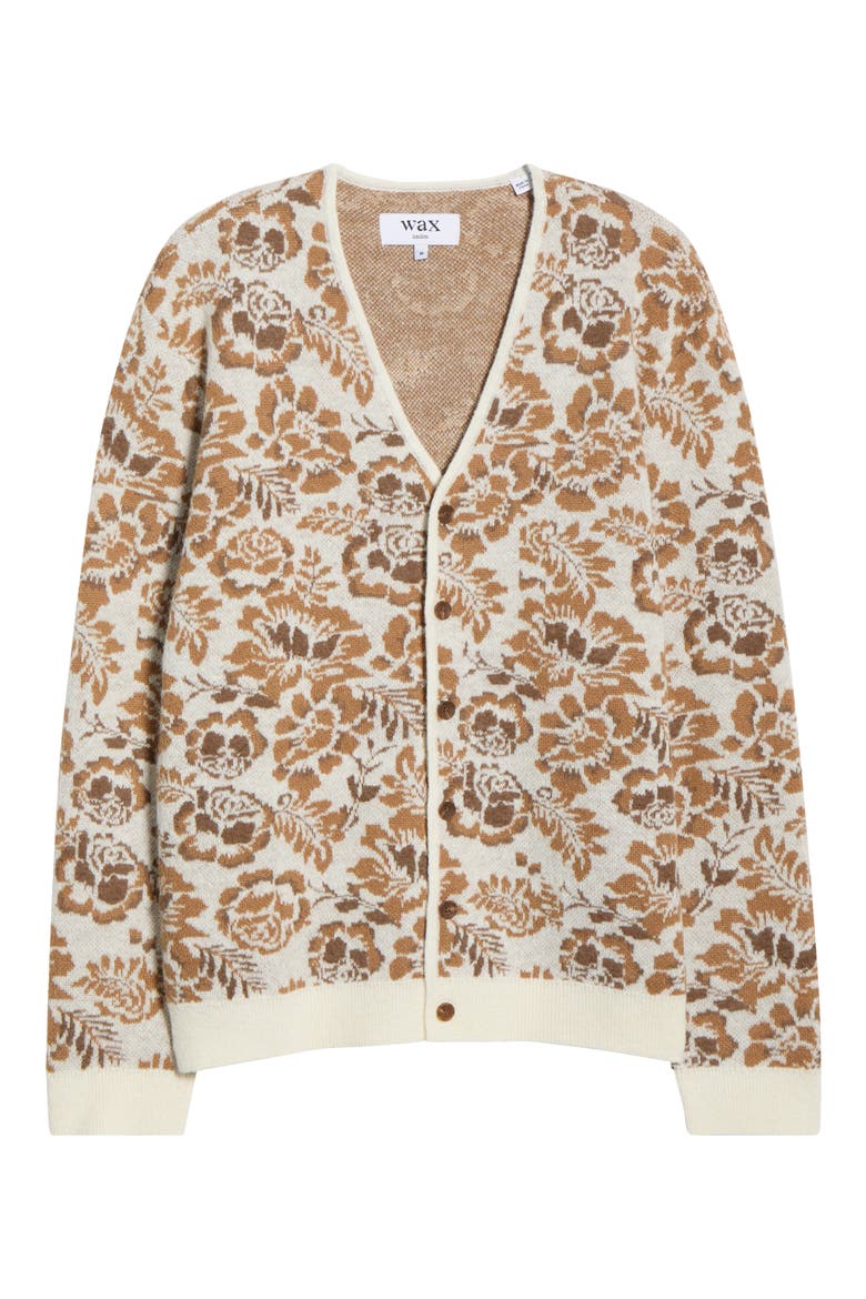 Alban Floral Jacquard Cardigan, Alternate, color, NATURAL / BROWN