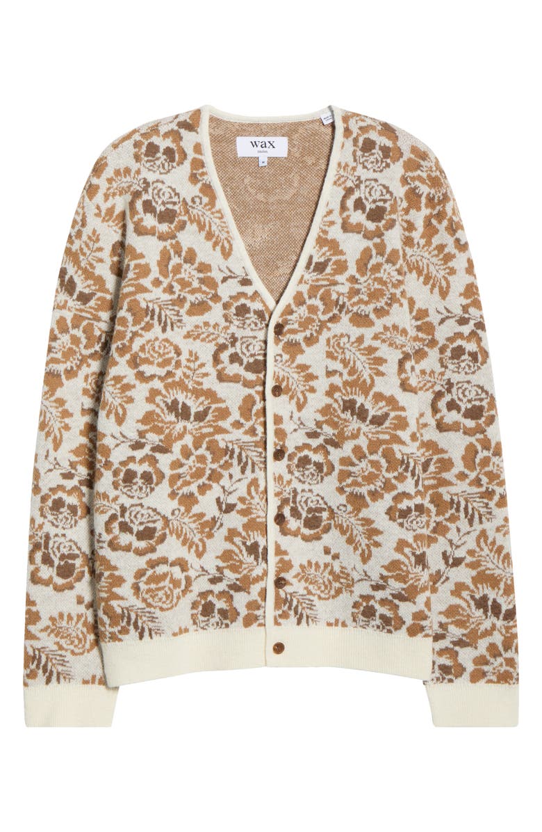 Wax London Alban Floral Jacquard Cardigan, Alternate, color, Natural / Brown
