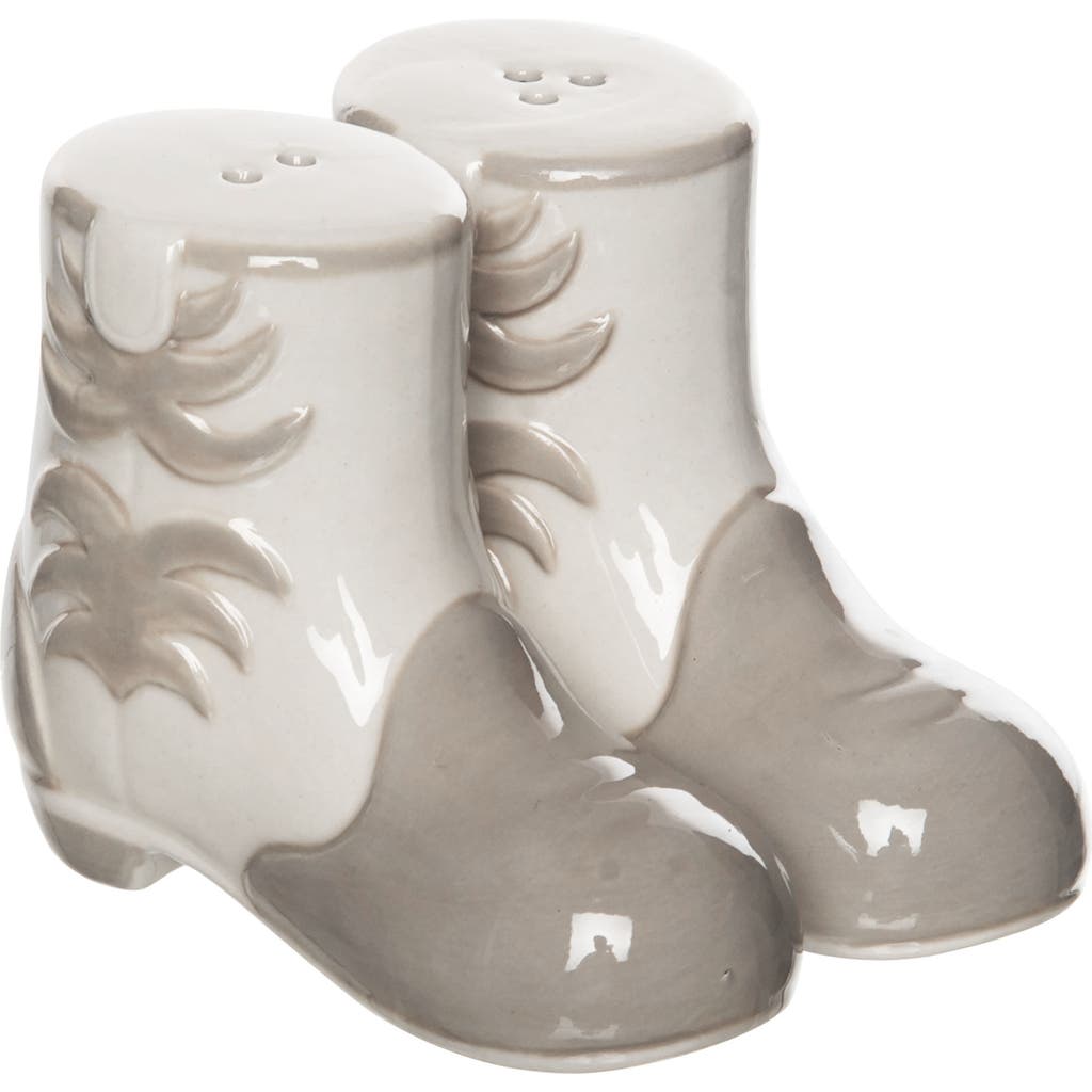 Totalee Gift Cowboy Boot Salt And Pepper Shaker Set Of 2 Ceramic White In Gray