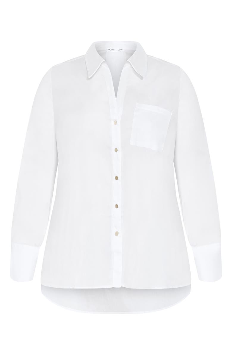 City Chic Elevated Stretch Woven Button-Up Shirt, Alternate, color, White