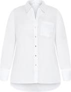 City Chic Elevated Stretch Woven Button-Up Shirt