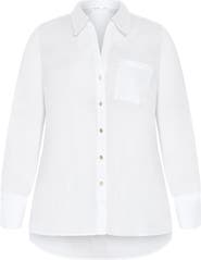 City Chic Elevated Stretch Woven Button-Up Shirt