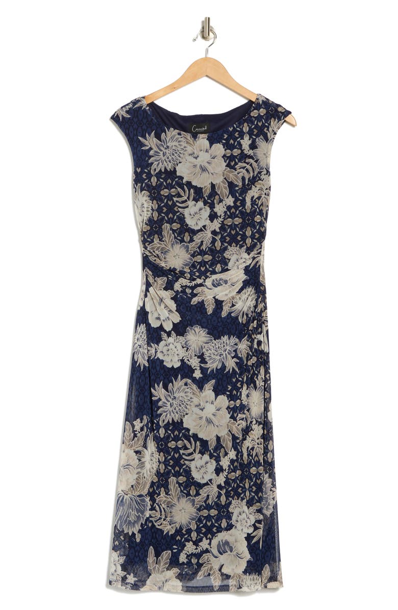 Connected Apparel Floral Mesh Midi Dress, Alternate, color, 