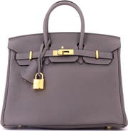 Pre-Owned Hermes Birkin Handbag Grey Togo with Gold Hardware 25