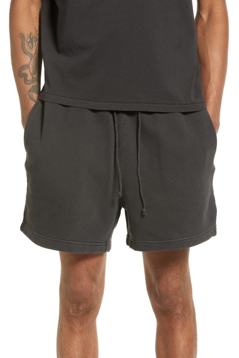 Core Organic Cotton Brushed Terry Sweat Shorts, Main, color, BLACK