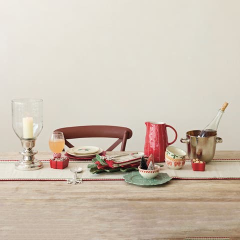 Woven Cotton Table Runner with Ric Rac Trim
