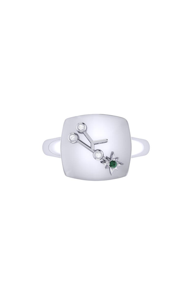 LuvMyJewelry Taurus Emerald & Diamond Signet Ring in Sterling Silver, Alternate, color, 