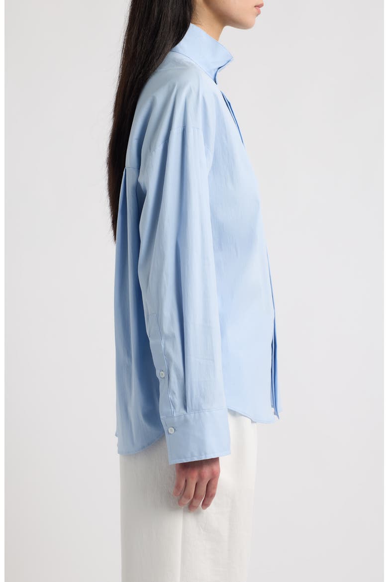 Oversize Stand Collar Woven Shirt, Alternate, color, BLUE