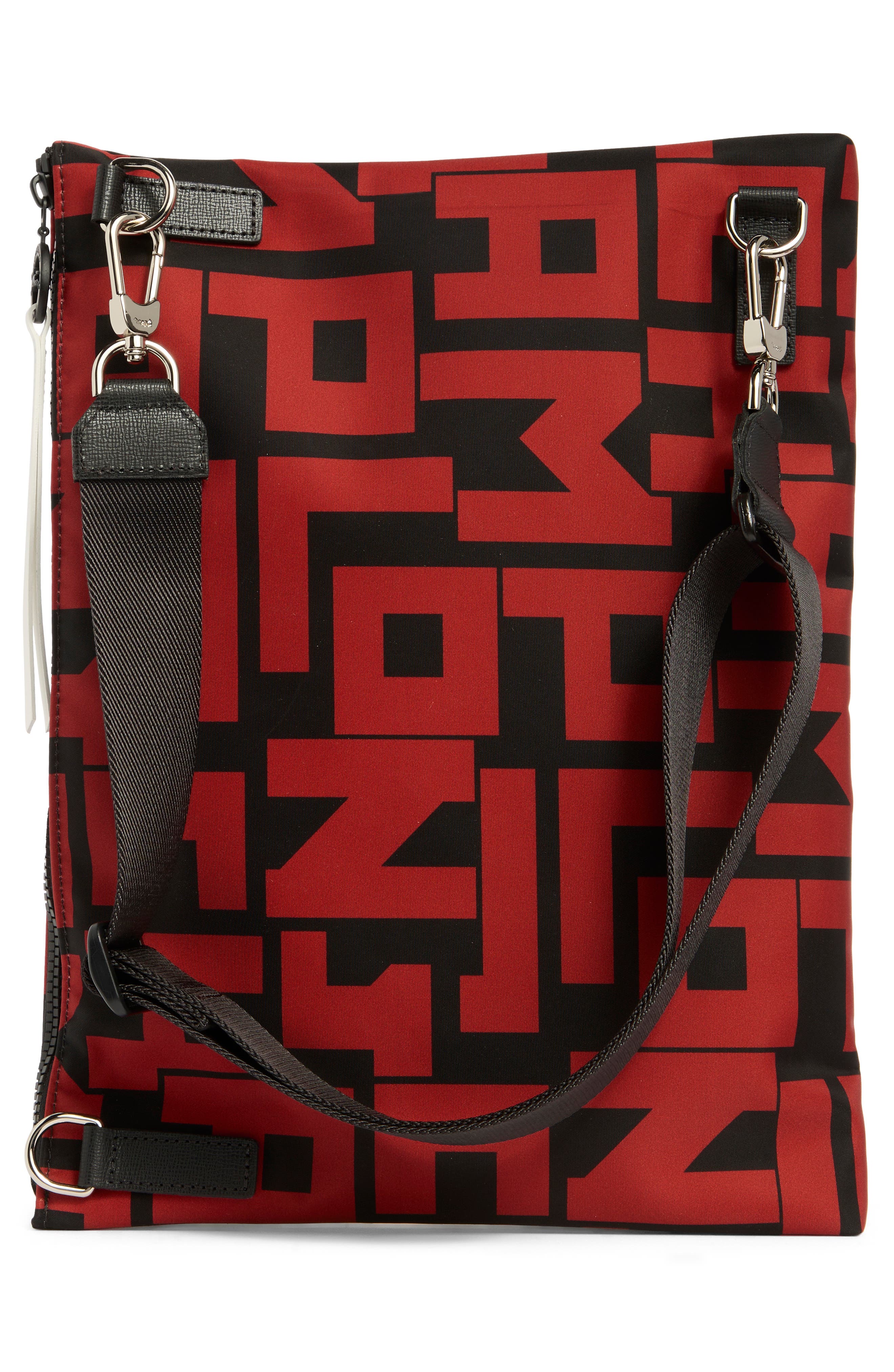 Longchamp Le Pliage Flat Crossbody Bag, Alternate, color, Black/Brick