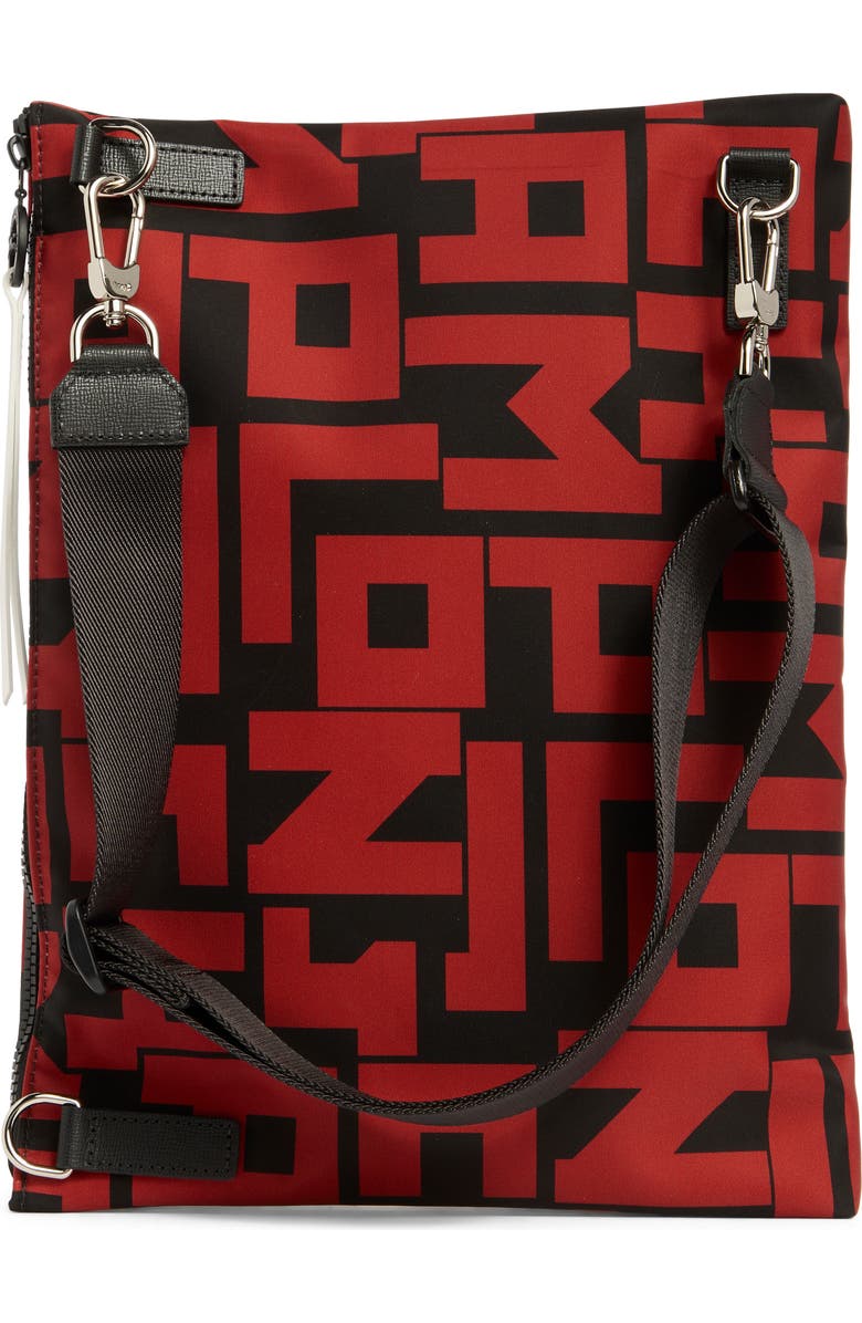 Longchamp Le Pliage Flat Crossbody Bag, Alternate, color, Black/Brick