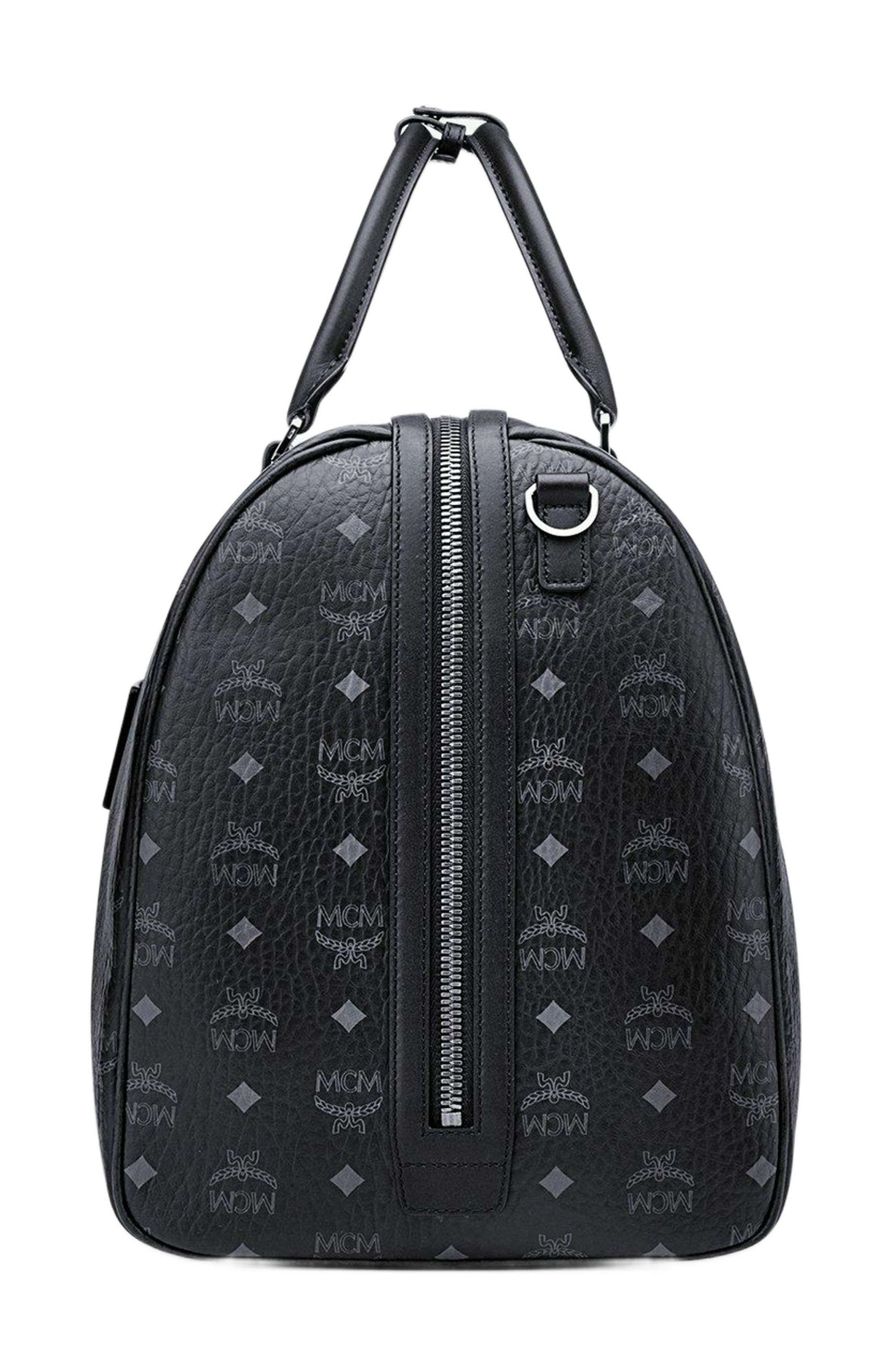 MCM Ottomar Weekender Bag in Visetos, Alternate, color, Black