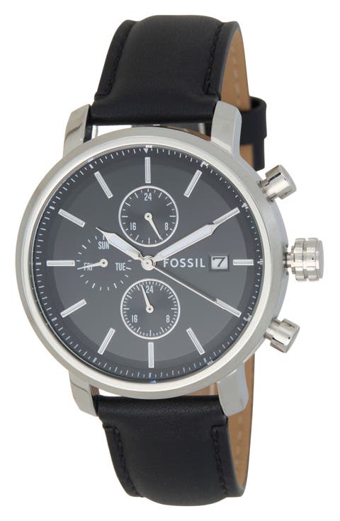 Rhett Multifunction Black LiteHide™ Leather Watch