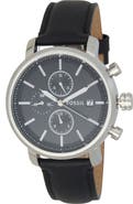 Fossil Rhett Multifunction Black LiteHide™ Leather Watch