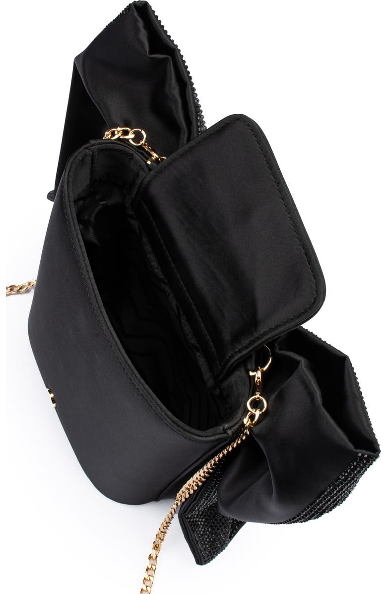 Olga Berg Drew Crystal Bow Top Handle Bag, Alternate, color, Black