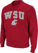 COLOSSEUM Men's Colosseum Crimson Washington State Cougars Arch & Logo Crew Neck Sweatshirt