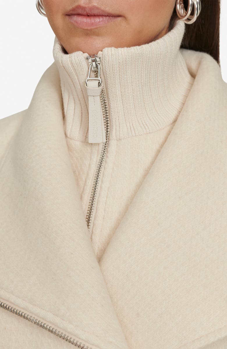 Calvin Klein Angled Zip Twill Coat, Alternate, color, Nude
