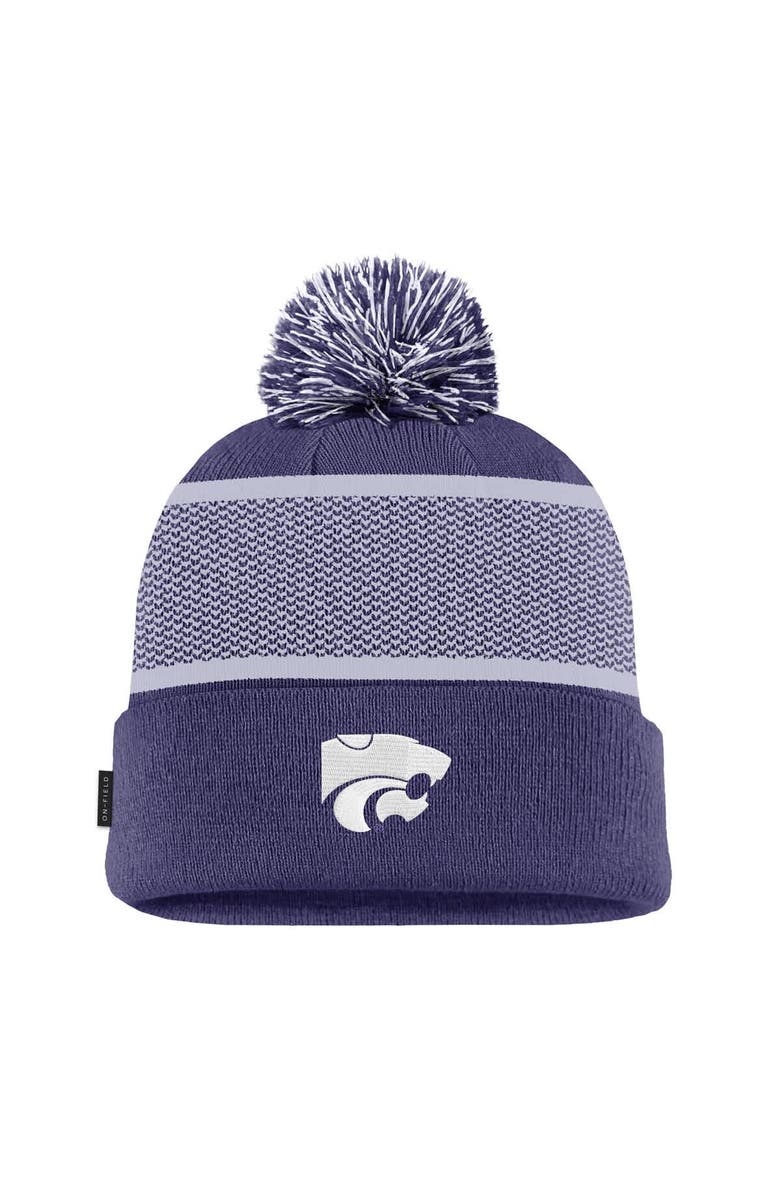 Nike Youth Nike Purple Kansas State Wildcats 2024 Sideline Peak Cuffed Knit Hat with Pom, Main, color, Purple