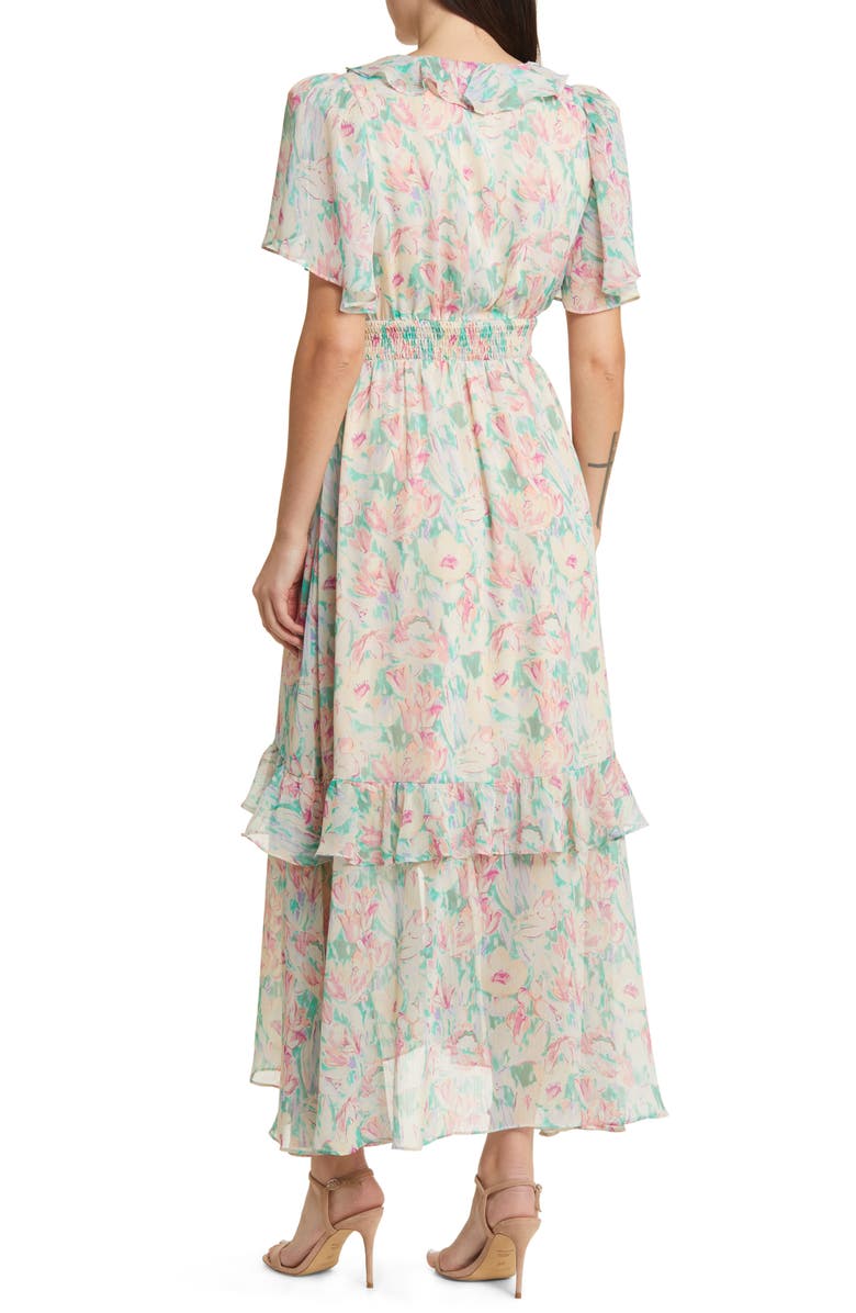 FLORET STUDIOS Floral Ruffle Detail Dress, Alternate, color, 