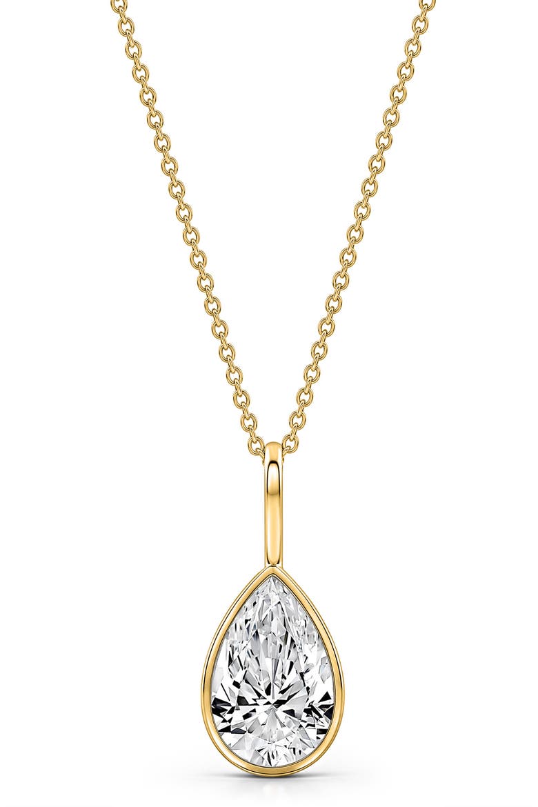 WaterDrop Pear Cut Lab Grown Diamond Pendant Necklace, Main, color, 14K YELLOW GOLD