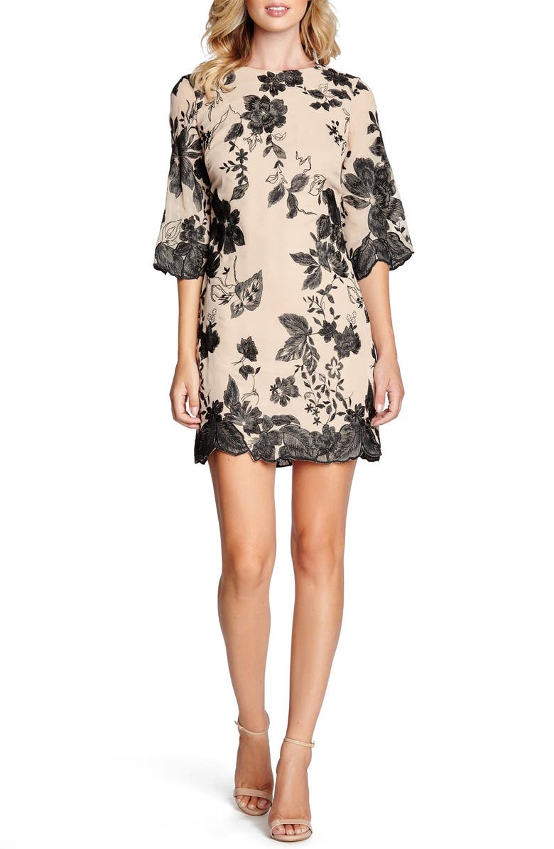 Dress the Population 'Paige' Metallic Embroidered Chiffon Shift Dress, Alternate, color, 