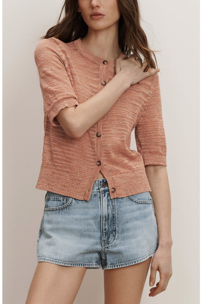 Shana Linen Blend Cardigan, Alternate, color, MUTED CLAY