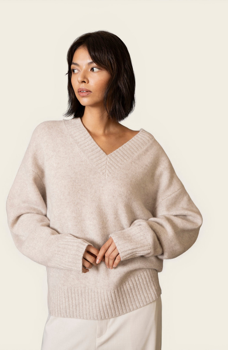 Italic Francesca Cashmere V-Neck Sweater, Main, color, Oatmeal