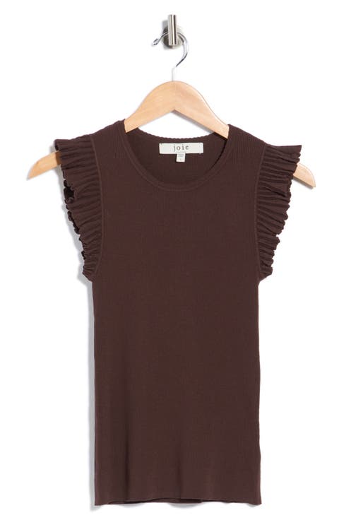 Sleeveless Scalloped Flutter Sleeve Top