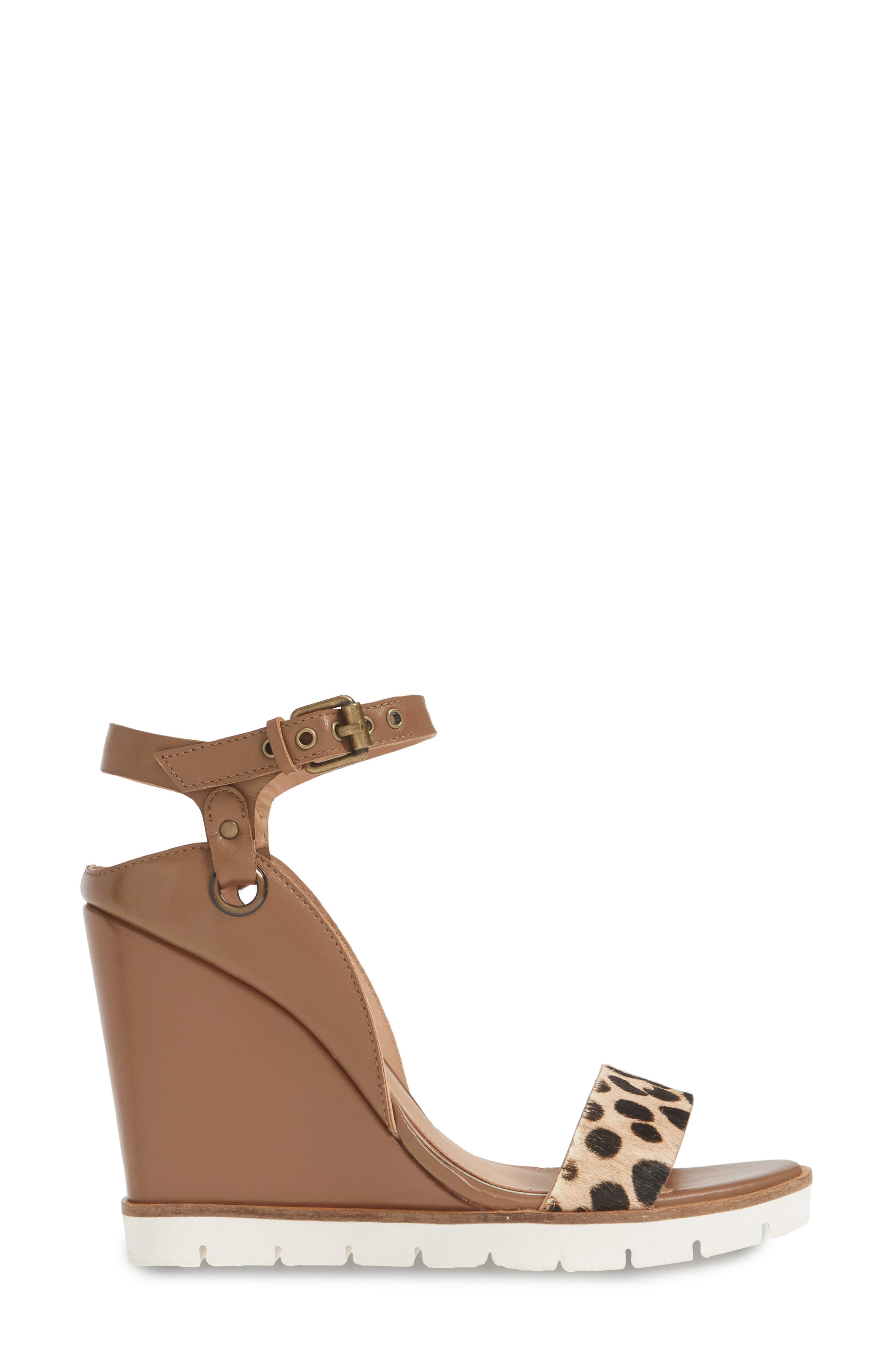 Ella Wedge Sandal, Alternate, color, COGNAC CALF HAIR/ LEATHER