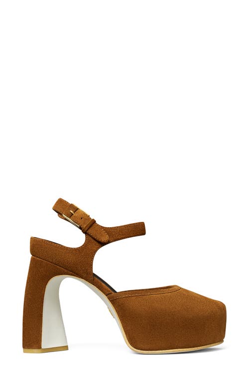Tory Burch Ankle Strap Peep Toe Platform Pump In Brown
