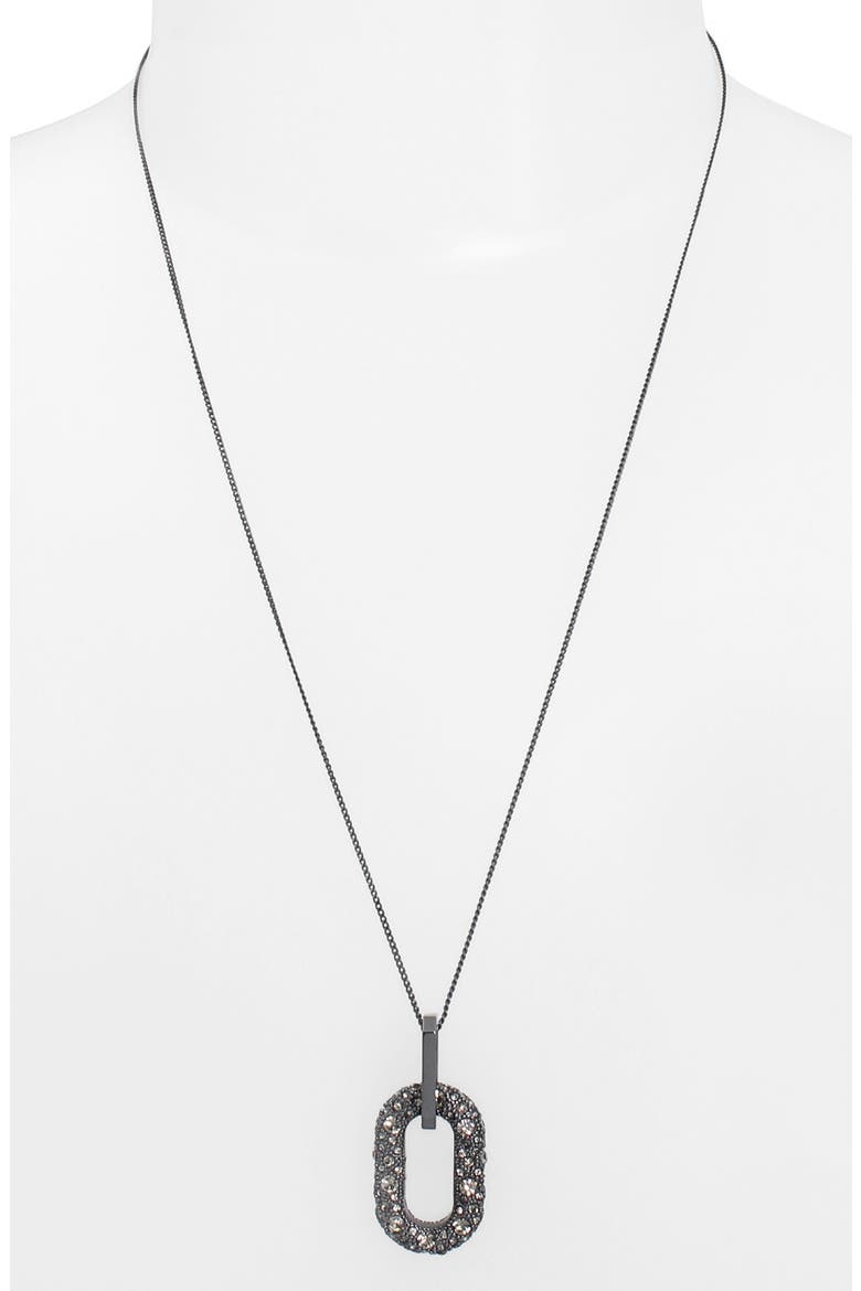 Pavé Crystal Pendant Necklace, Alternate, color, BLACK