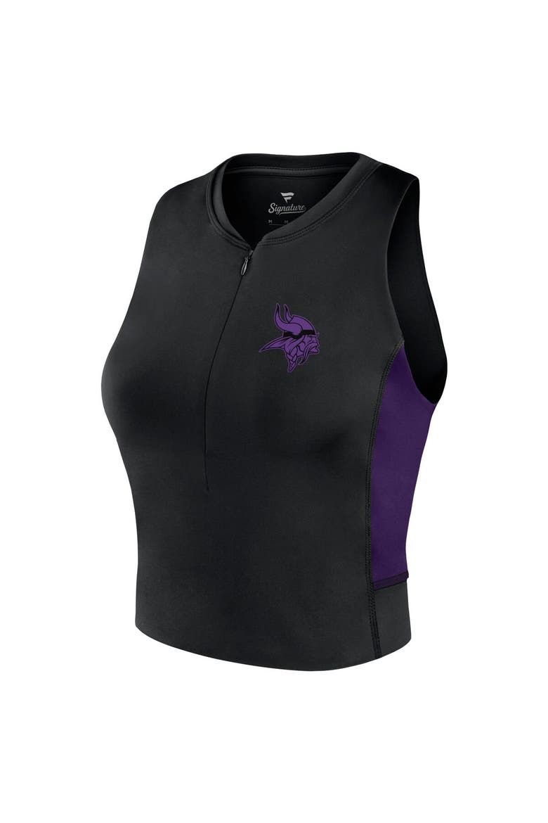 Women's Fanatics Signature Black Minnesota Vikings Studio Fitted Gym Tank Top, Alternate, color, Black