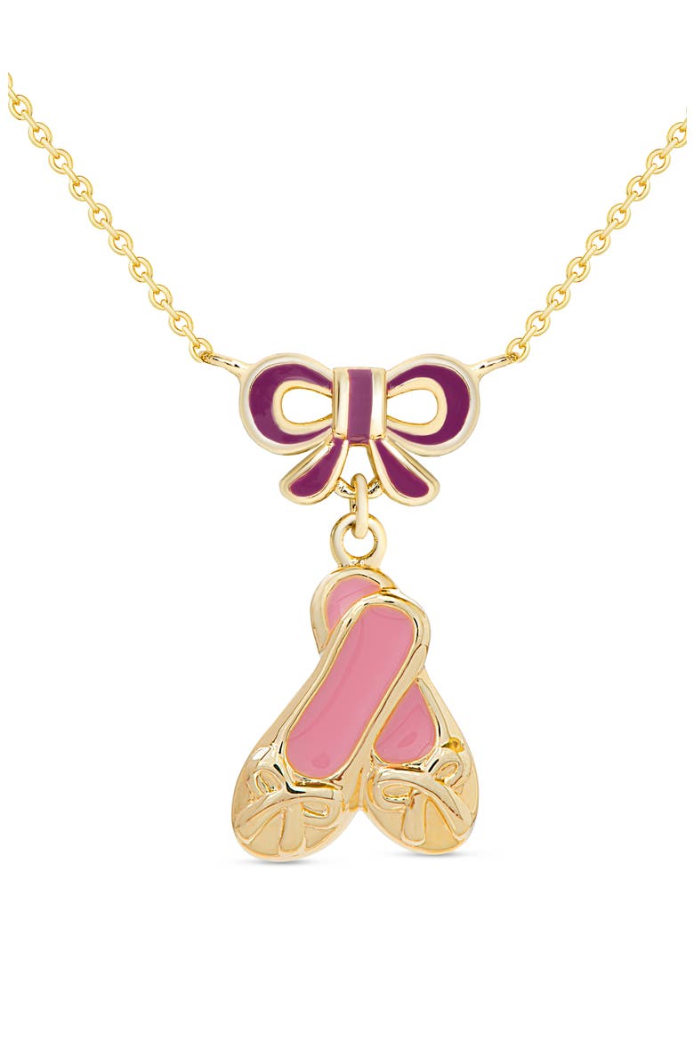 Ballet Shoes Pendant Necklace, Main, color, GOLD