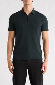 DENIM AND FLOWER Quarter Zip Cotton Blend Polo Shirt