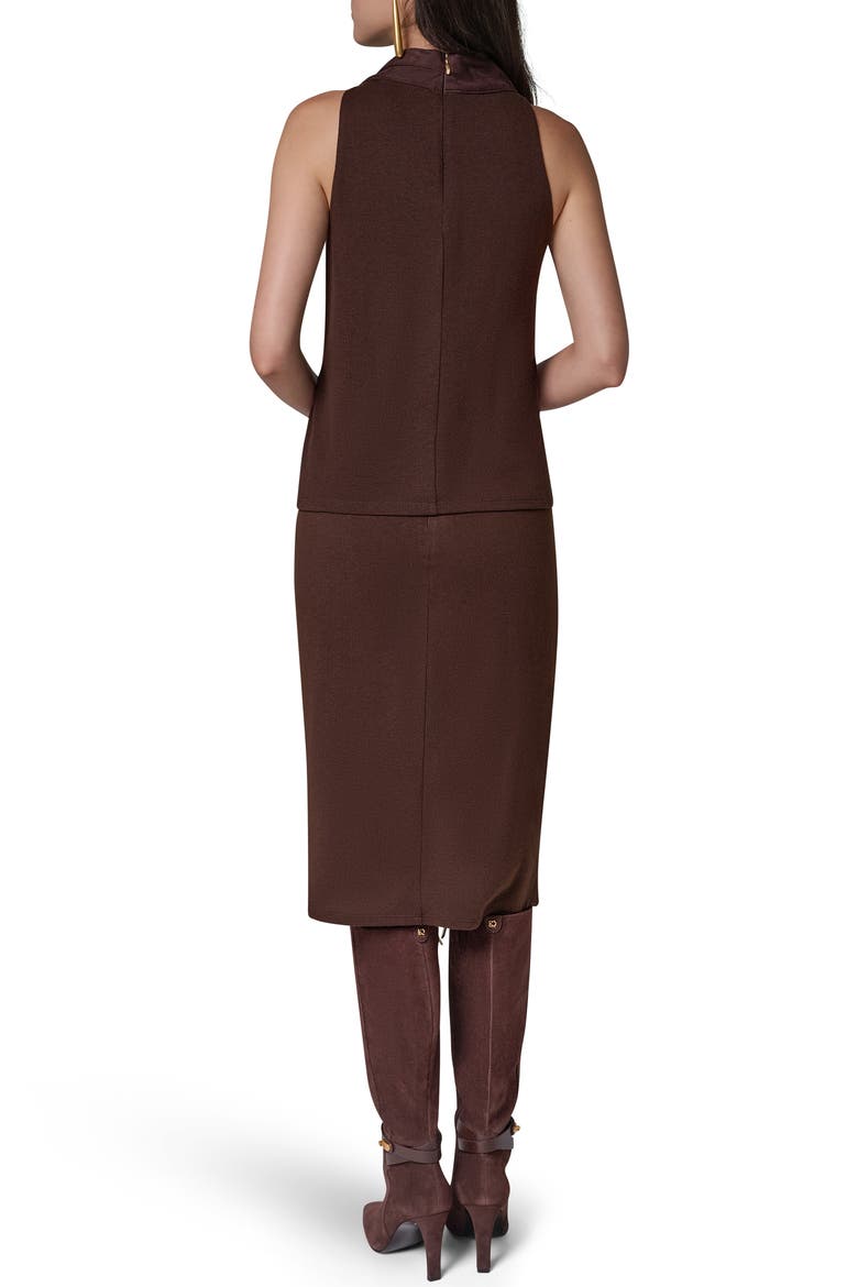 Mixed Media Tie Neck Tank, Alternate, color, ESPRESSO