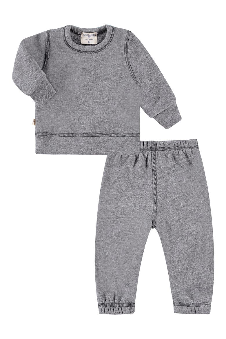 Fleece Lounge Sweatshirt & Joggers Set, Main, color, HEATHER GRAY