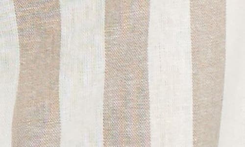 Shop Jones New York Stripe Linen Blend Faux Double Breasted Jacket In Natural Stone/jones White