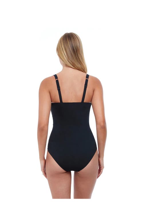 Profile By Gottex Tutti Frutti D-cup Scoop Neck Shirred Underwire One Piece In Black