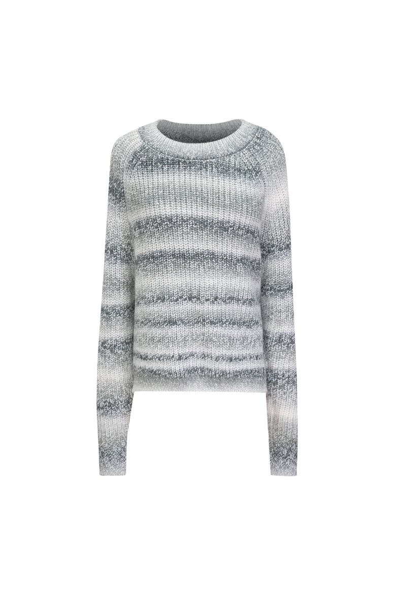 Ladies Full Needle Multi-Striped Sweater, Main, color, Black/Dark Denim