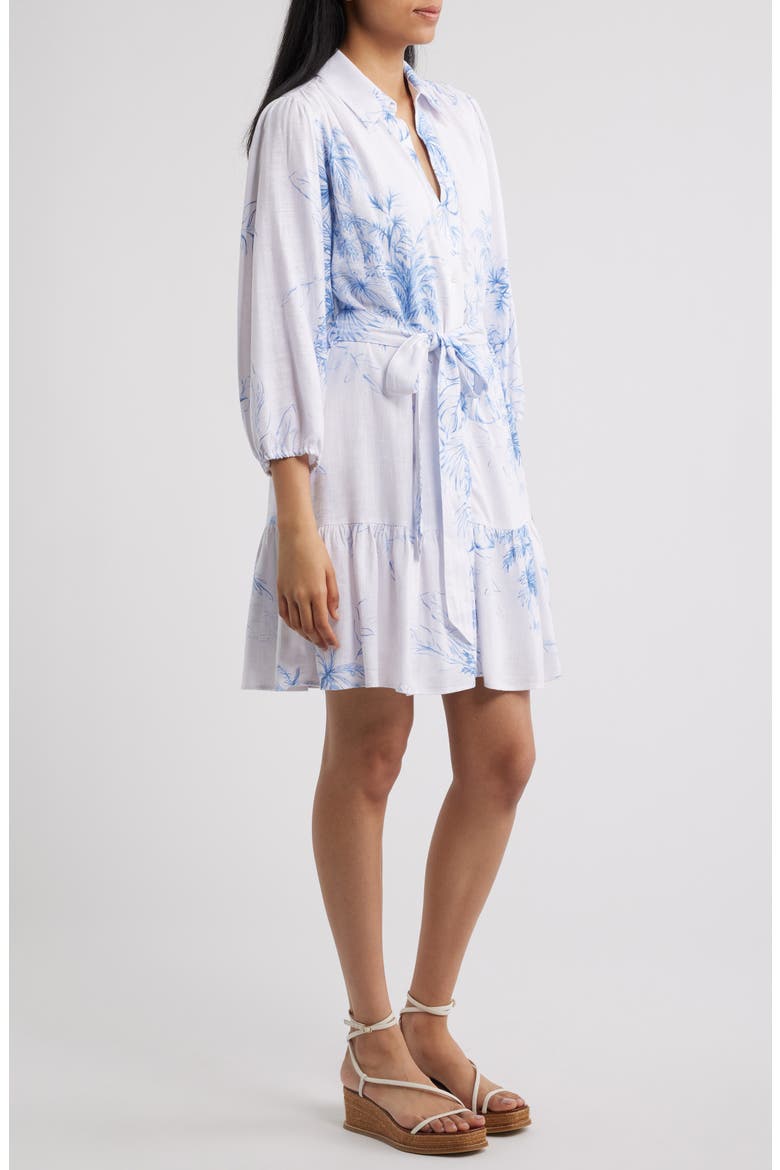 Tie Waist Ruffle Hem Long Sleeve Dress, Alternate, color, BLUE HAZE