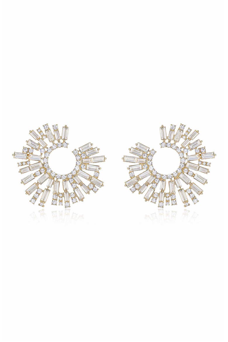 Crystal Frontal Hoop Earrings, Main, color, GOLD