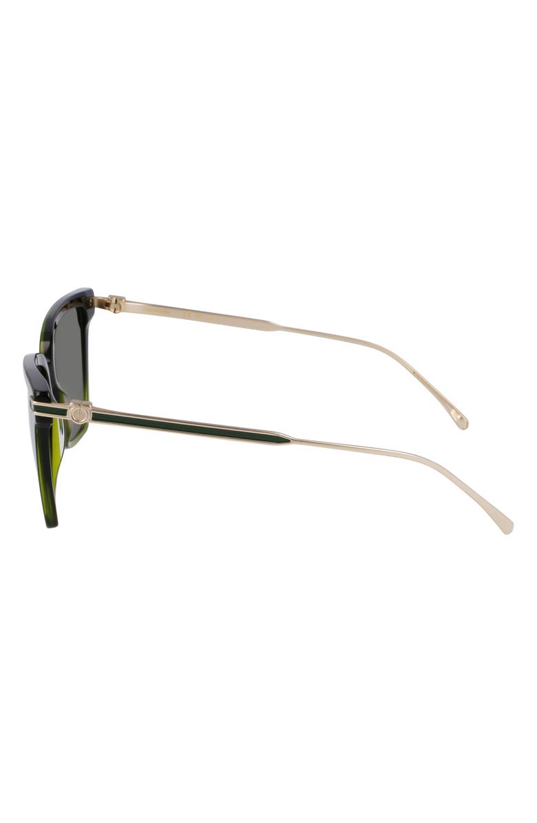 FERRAGAMO Gancini 56mm Butterfly Sunglasses, Alternate, color, Gradient Transparent Green
