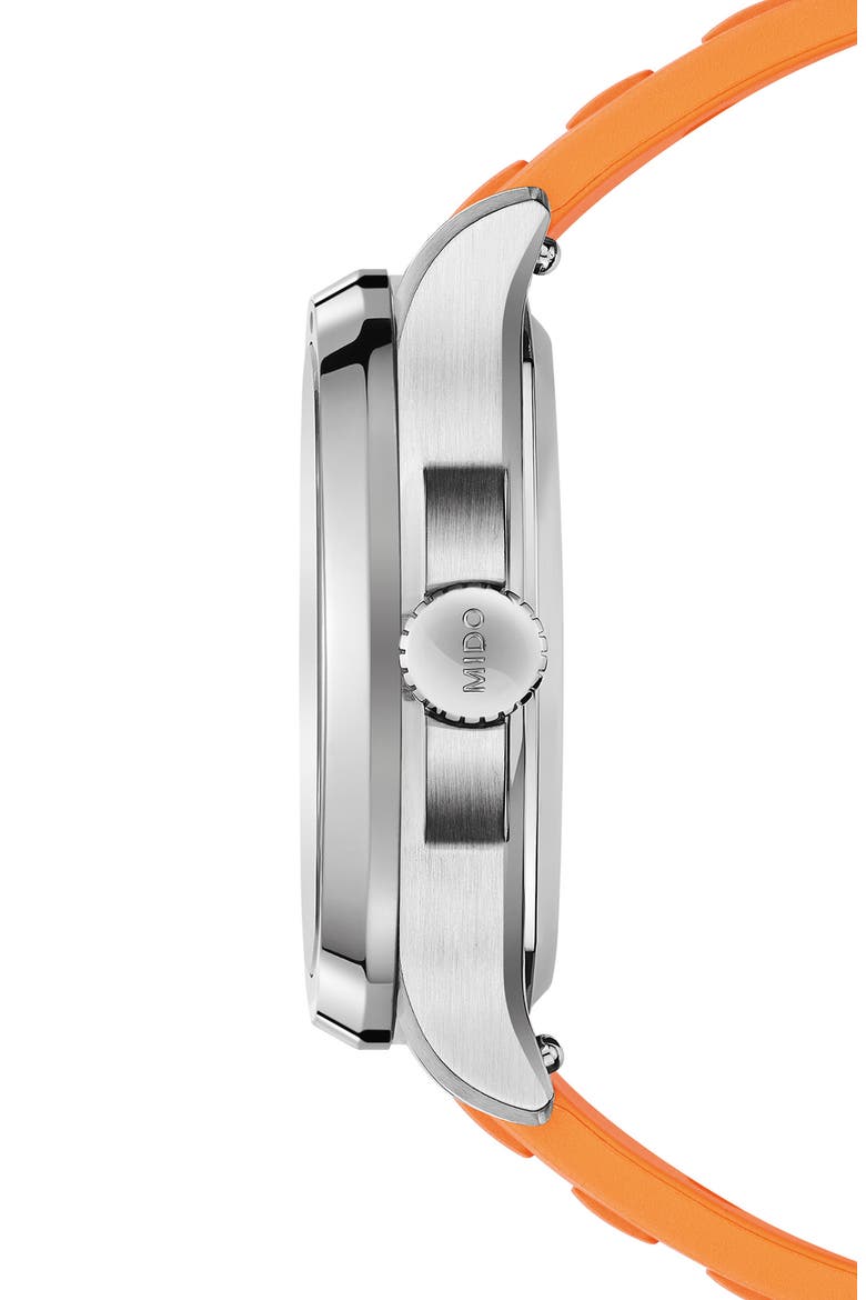 Multifort Square Automatic Rubber Strap Watch, 40mm, Alternate, color, GREY