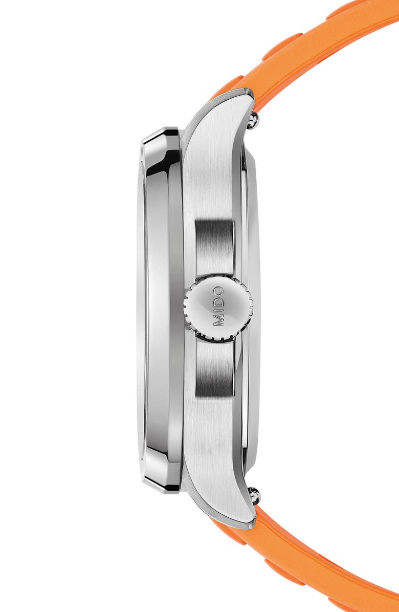 MIDO Multifort Square Automatic Rubber Strap Watch, 40mm, Alternate, color, Grey